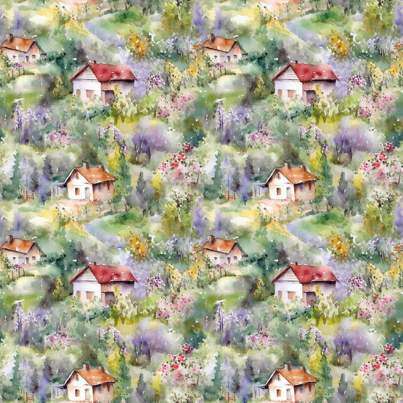 Garden Village Pattern 4 Fabric - ineedfabric.com