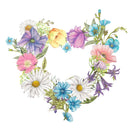 Garden Wildflower Heart Wreath Fabric Panel - ineedfabric.com