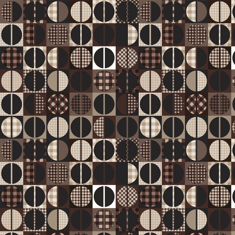 Geometric Block Coffee Fabric - Brown - ineedfabric.com
