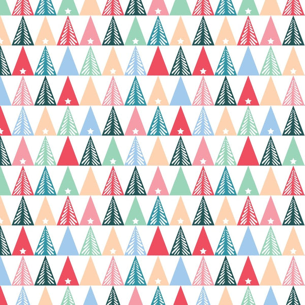 Geometric Christmas Tree Fabric - Multi - ineedfabric.com