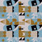 Geometric Collage Fabric - Blue - ineedfabric.com