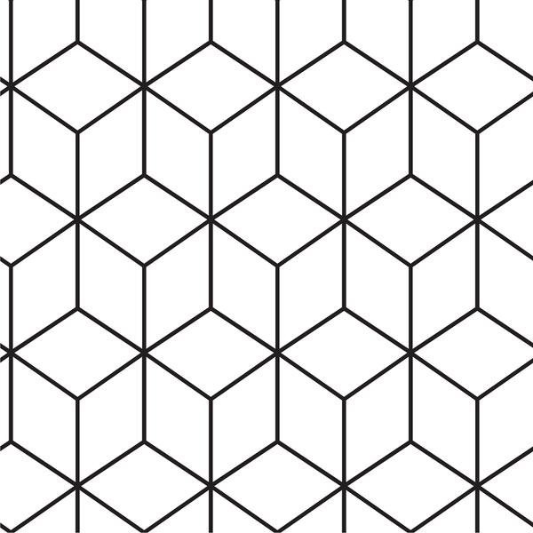 Geometric Cubes Fabric - Black/White - ineedfabric.com