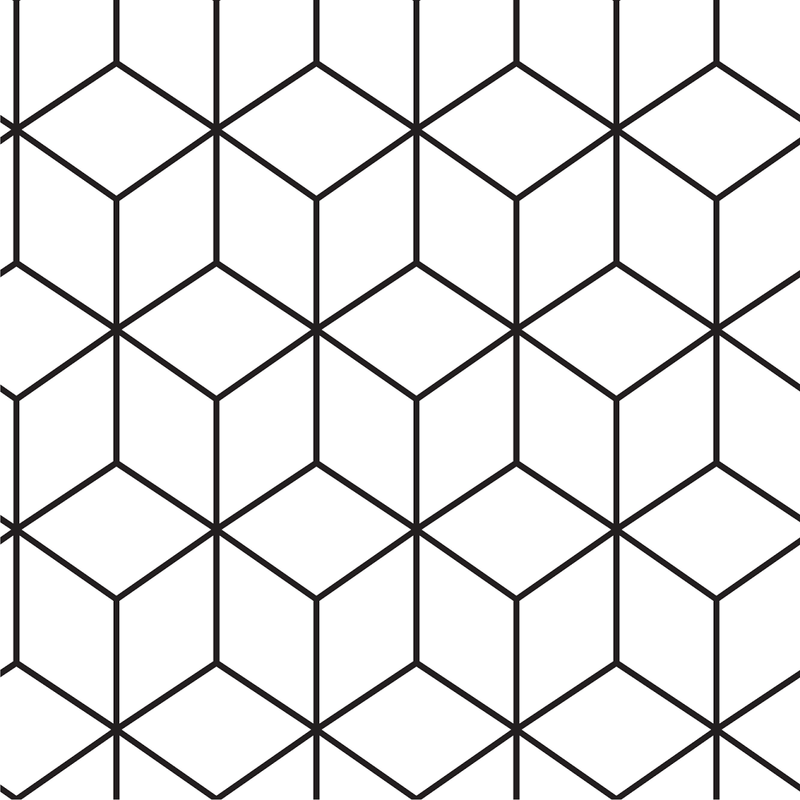 Geometric Cubes Fabric - Black/White - ineedfabric.com