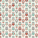 Geometric Owl And Flower Fabric -Multi - ineedfabric.com