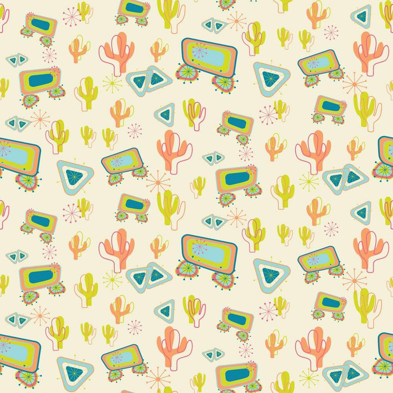 Geometric Shapes With Cactus Fabric - Yellow - ineedfabric.com