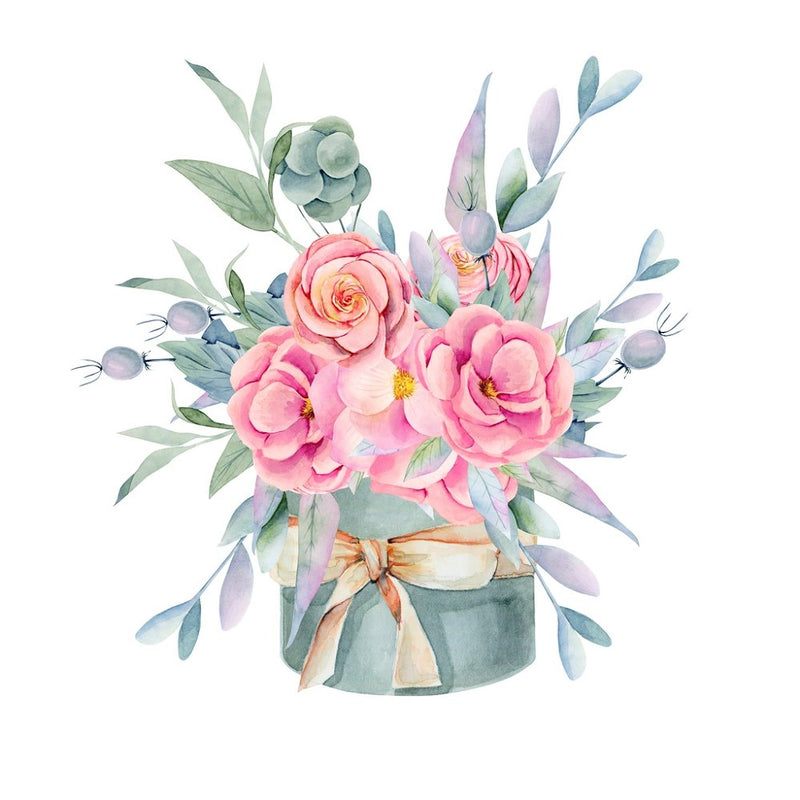 Gift Box with Beautiful Pink Bouquet Fabric Panel - ineedfabric.com