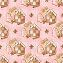 Gingerbread Arrangement On Plaid Fabric - Pink - ineedfabric.com