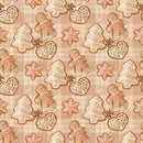 Gingerbread Cookies On Plaid Fabric - Brown - ineedfabric.com