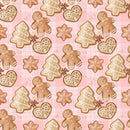 Gingerbread Cookies On Plaid Fabric - Pink - ineedfabric.com