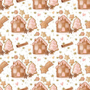 Gingerbread Fabric - White - ineedfabric.com