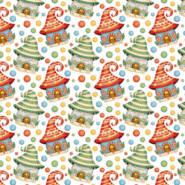 Gingerbread Gnome Houses Allover Fabric - Multi - ineedfabric.com