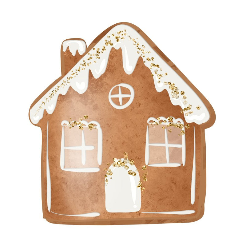 Gingerbread House Fabric Panel - White - ineedfabric.com