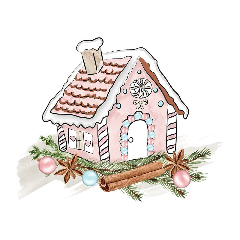 Gingerbread House Scene Fabric Panel - ineedfabric.com