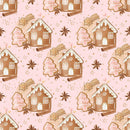 Gingerbread On Stars Fabric - Pink - ineedfabric.com