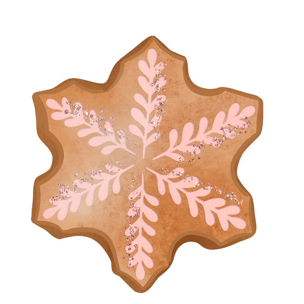 Gingerbread Snowflake Fabric Panel - Pink - ineedfabric.com