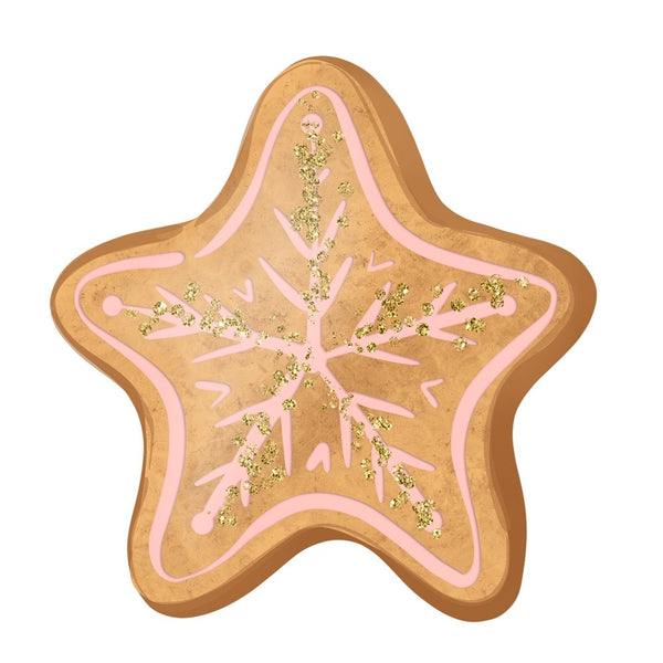 Gingerbread Star Fabric Panel - Pink - ineedfabric.com