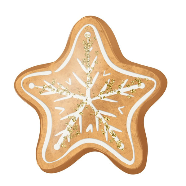 Gingerbread Star Fabric Panel - White - ineedfabric.com