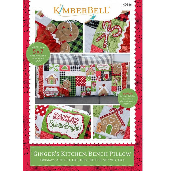 Ginger's Kitchen Bench Pillow Machine Embroidery Pattern - ineedfabric.com