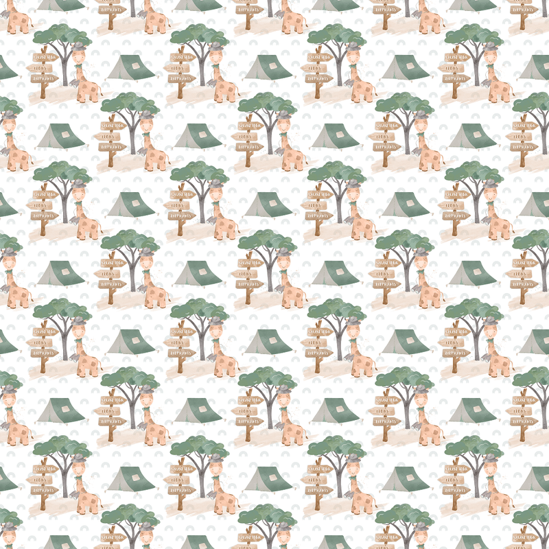 Giraffe Camp In The Safari Fabric - White - ineedfabric.com