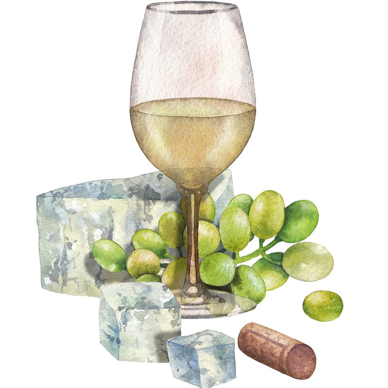 Glass Of White Wine & Cheese Fabric Panel - ineedfabric.com