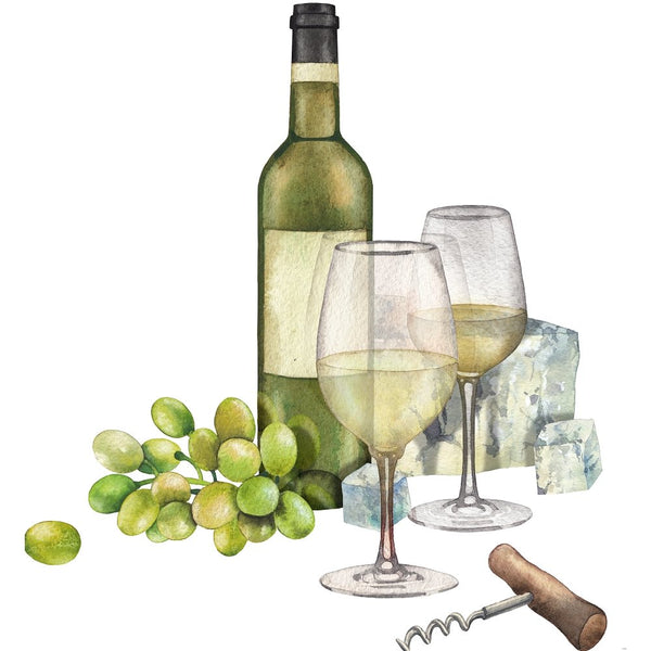 Glasses Of White Wine Fabric Panel - ineedfabric.com