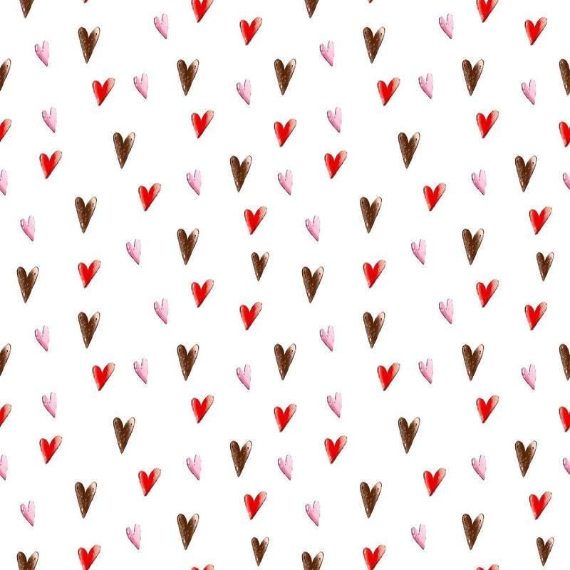 Gnome Hearts Fabric - White - ineedfabric.com
