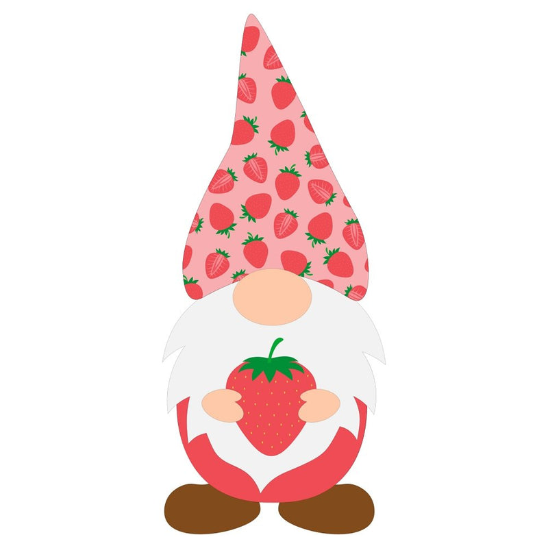 Gnome Holding Strawberry Fabric Panel - ineedfabric.com