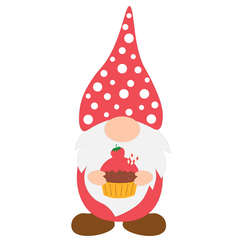 Gnome Holding Strawberry Shortcake Fabric Panel - ineedfabric.com