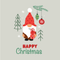 Gnome With Christmas Present Fabric Panel - Gray - ineedfabric.com