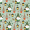 Gnome With Lantern Present Fabric - Green - ineedfabric.com