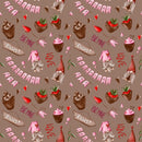 Gnomes with Love Fabric - Brown - ineedfabric.com