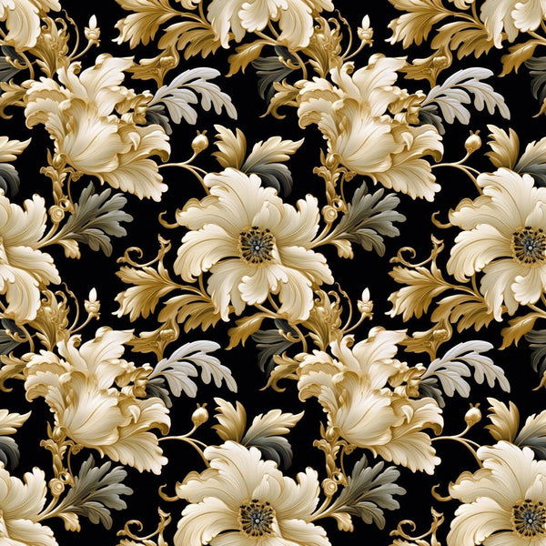 Gold Elegance Floral Fabric - ineedfabric.com