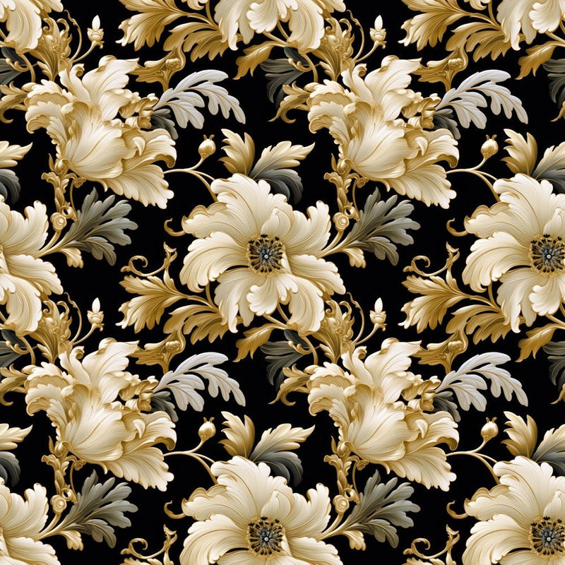 Gold Elegance Floral Fabric - ineedfabric.com