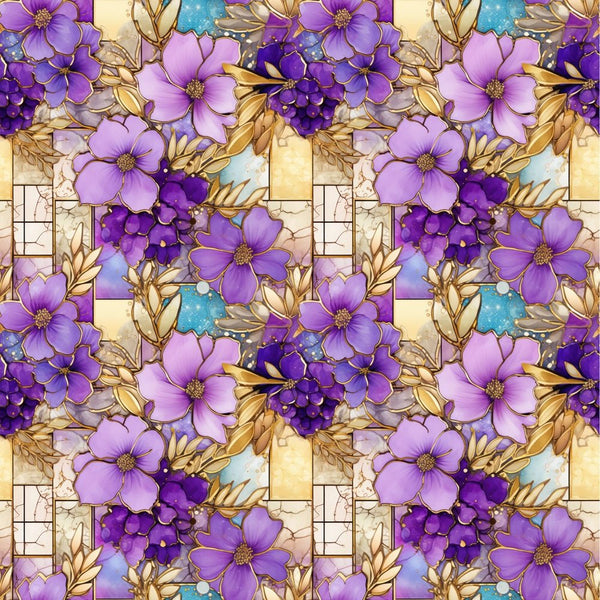 Gold Trimmed Flower Fabric - ineedfabric.com