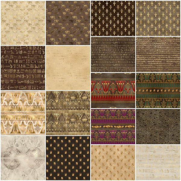 Golden Ancient Egypt Volume 1 Fabric Collection - 1/2 Yard Bundle - ineedfabric.com