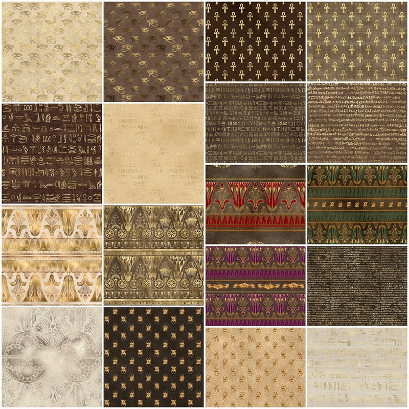 Golden Ancient Egypt Volume 1 Fat Quarter Bundle - 18 Pieces - ineedfabric.com