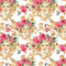 Golden Baroque Angel & Roses Fabric - ineedfabric.com