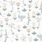 Goose and Doodle Flowers Fabric - White - ineedfabric.com