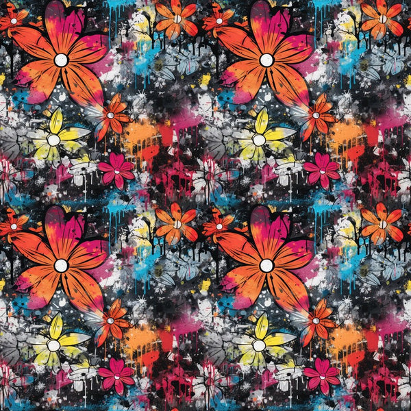 Graffiti Flowers Fabric - ineedfabric.com