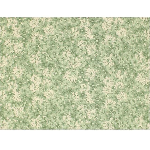 Green and Antique White Vintage Flowers Fabric - ineedfabric.com