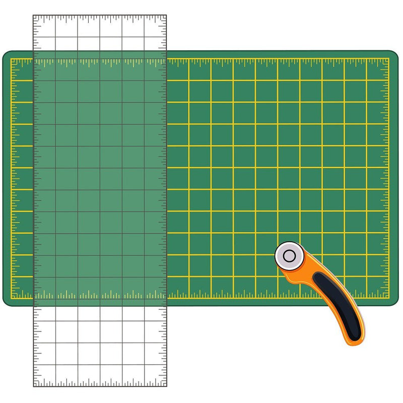Green Fabric Cutting Mat with Ruler Fabric Panel - ineedfabric.com