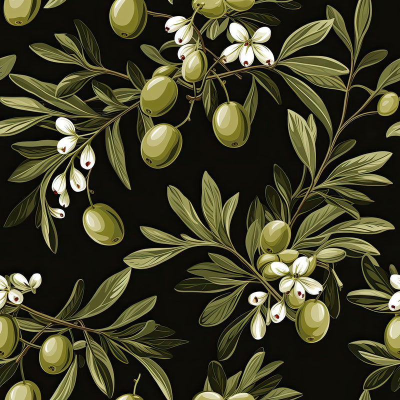 Green Olives Garden Pattern 7 Fabric - ineedfabric.com