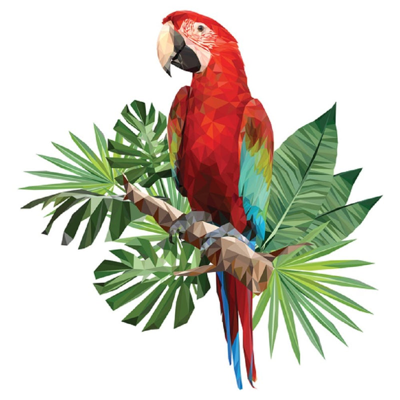 Green Wing Macaw Fabric Panel - White - ineedfabric.com