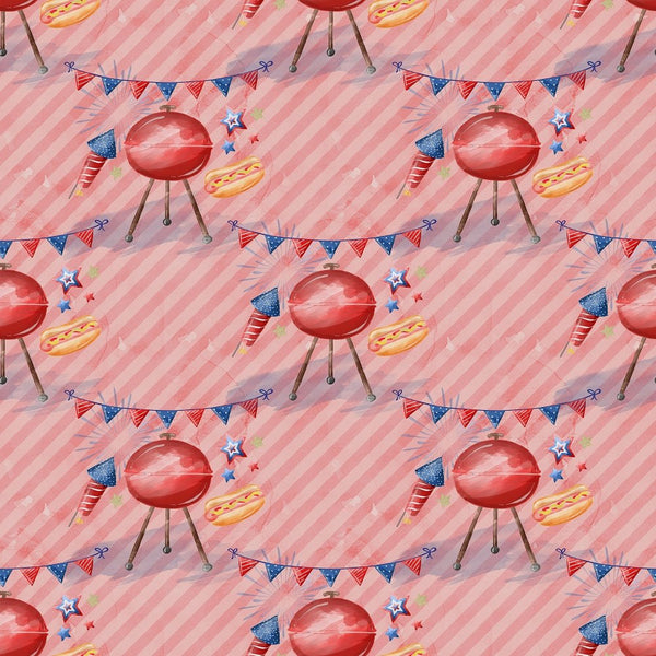 Grillin' Party Fabric - Pink - ineedfabric.com