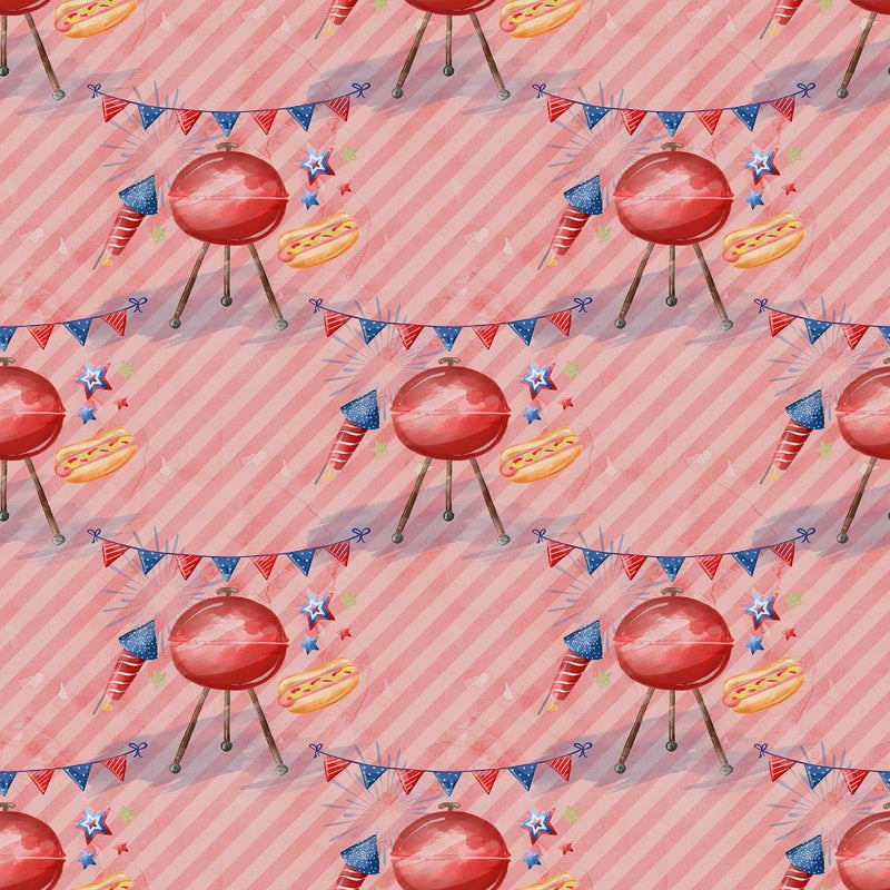 Grillin' Party Fabric - Pink - ineedfabric.com