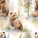 Grizzly Bears in Woods Pattern 7 Fabric - ineedfabric.com