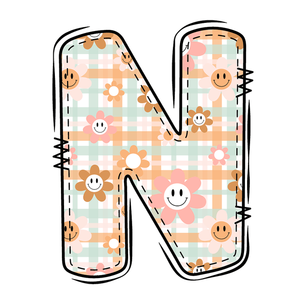 Groovy Doodle Letter ''N'' Fabric Panel - ineedfabric.com