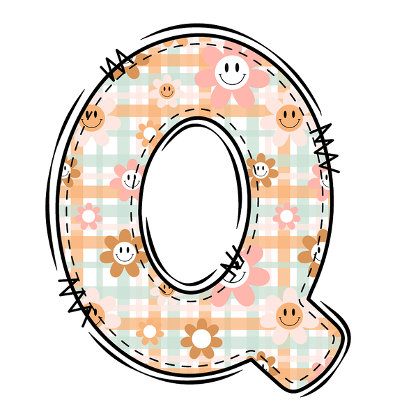 Groovy Doodle Letter ''Q'' Fabric Panel - ineedfabric.com