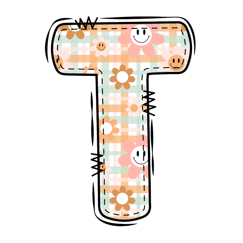 Groovy Doodle Letter ''T'' Fabric Panel - ineedfabric.com