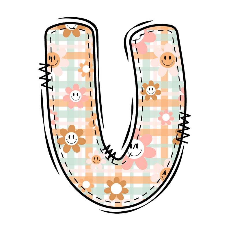 Groovy Doodle Letter ''U'' Fabric Panel - ineedfabric.com